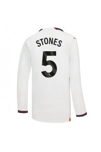 Manchester City John Stones #5 Jalkapallovaatteet Vieraspaita 2023-24 Pitkähihainen